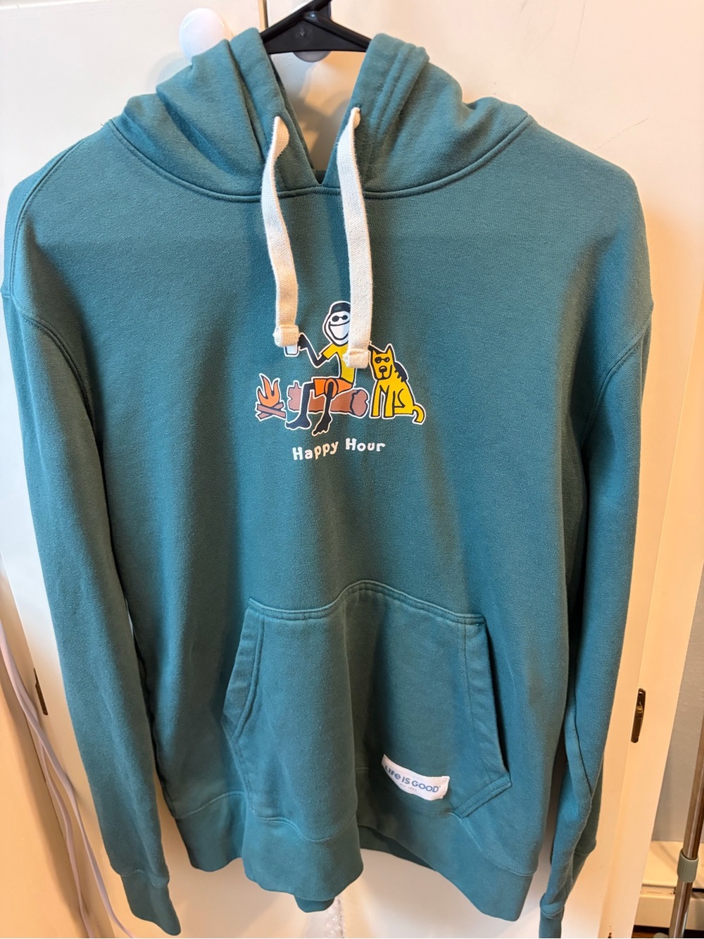 Life Is Good Teal 'Happy Hour' Hoodie with White Drawcords